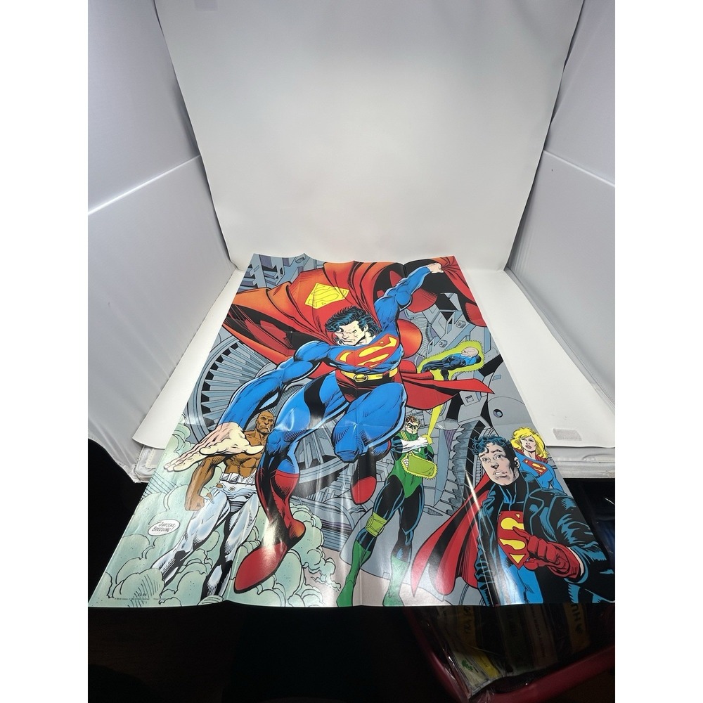 1993 Superman JLA poster:Green Lantern,Superboy,Supergirl,28 3/4 by‎ 21 1/2 inch